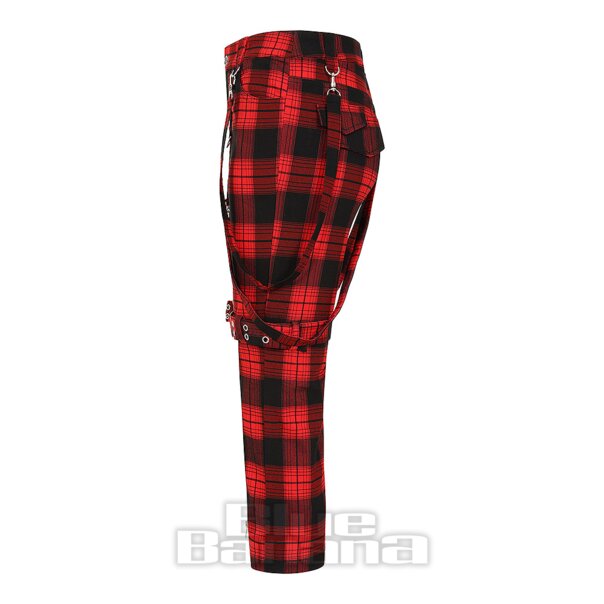 Banned Nocturne Buckle Trousers (Black/Red) | Alternative Fashion, Goth Clothing