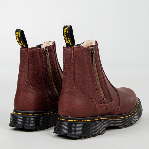 Dr Martens Chelsea 2976 Alyson Zip Grizzly Boots (Cherry) | Autumnal Dr Martens