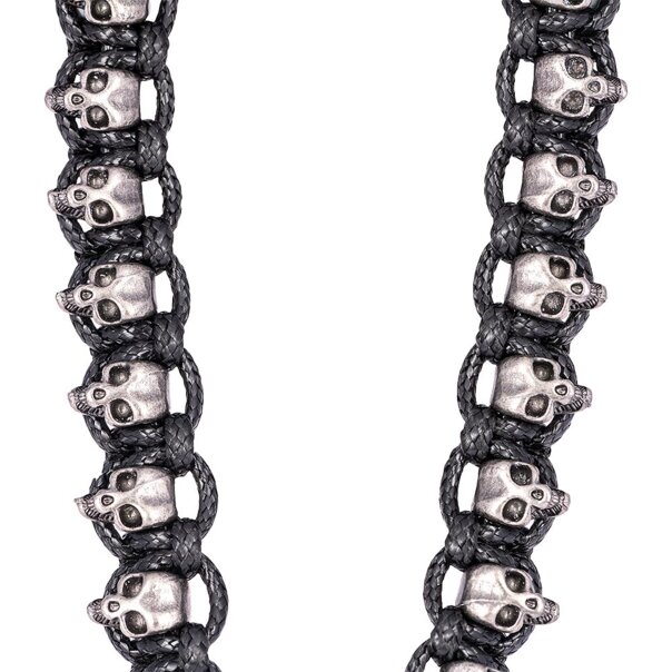 Collar con cordón y calavera de plátano azul (negro) | Accesorios alternativos