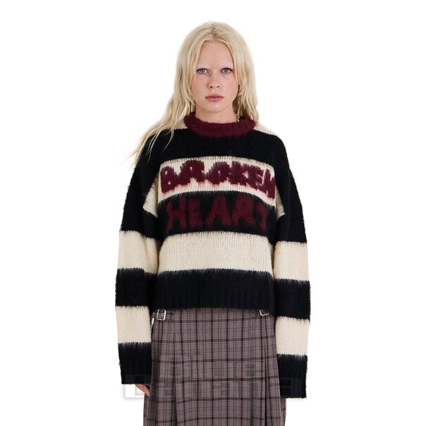 Der zerlumpte Priester – Tragischer Jumper (Schwarz/Weiß) | Blue Banana