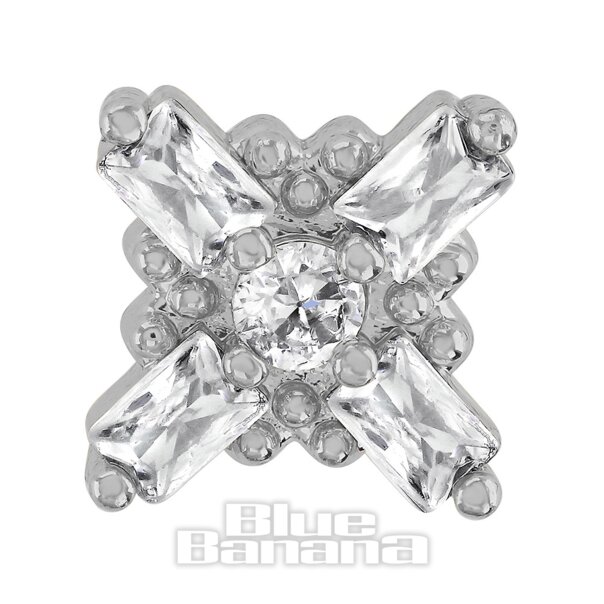 Blue Banana Poliertes Titan, 1,2 X 8 Mm, Kreuz-Edelstein Fadenloses Labret (Silber) | Blue Banana
