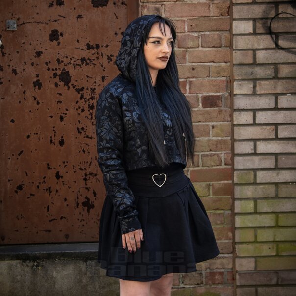 Jawbreaker Cat Crop Hoodie (Black) | Alternative Fashion, Goth Clothing