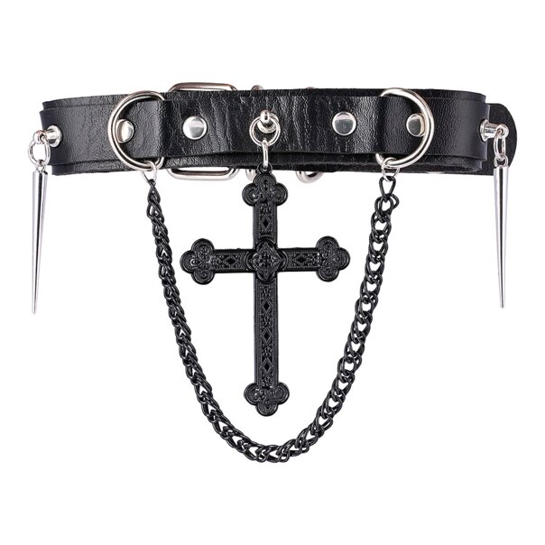 Blue Banana Cross Choker (Black) | Alternative Accessories