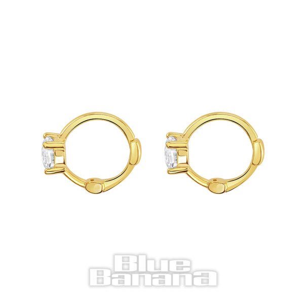 Blue Banana Vergoldet Quadratischer Kristall  Clicker-Hoops (Paar)| Body Piercing Jewellery