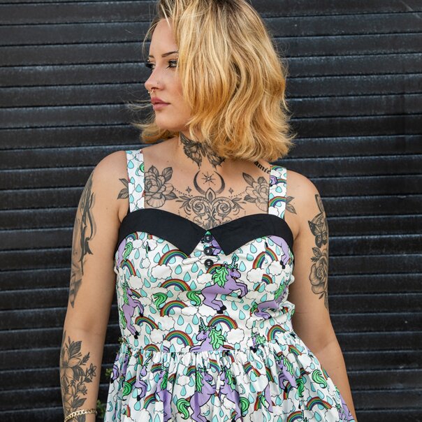 Hell Bunny Unicorn Dress (Multicolor) | Alternative Fashion, Goth Clothing