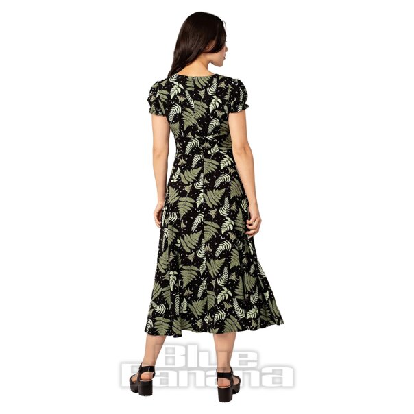 Hell Bunny Gaia Midi Dress (Black/Green) | Alternative Fashion, Goth Clothing