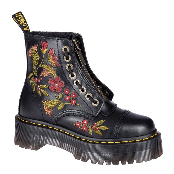 Dr Martens Floral Wanama Sinclair Boot (Black) | Alternative Boots