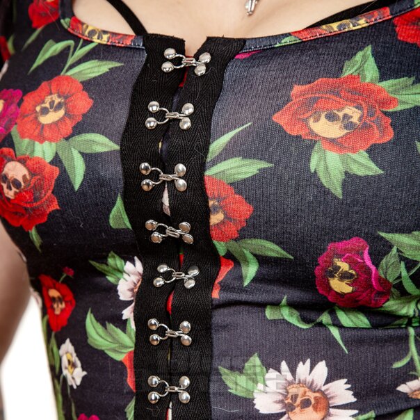 Jawbreaker Flower Skull Top (Schwarz) | Blue Banana