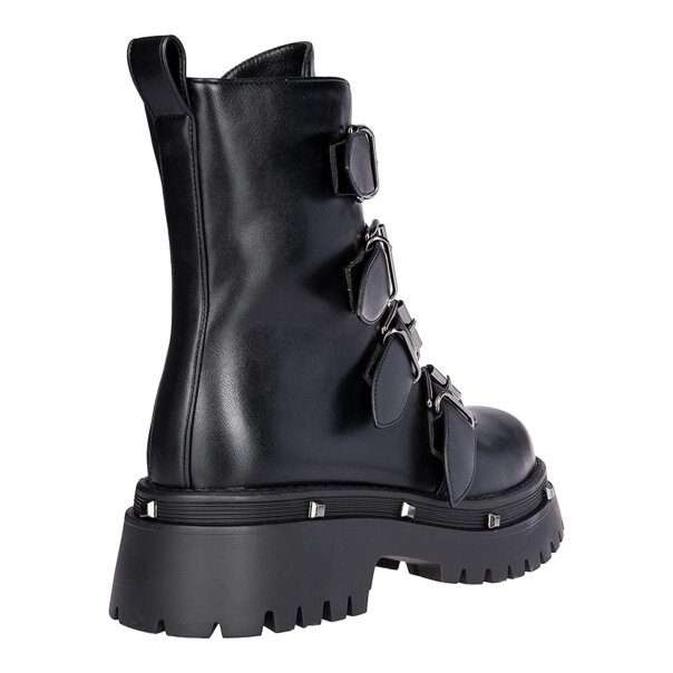 Bleeding Heart Buckle Boots (Black) | Alternative Footwear