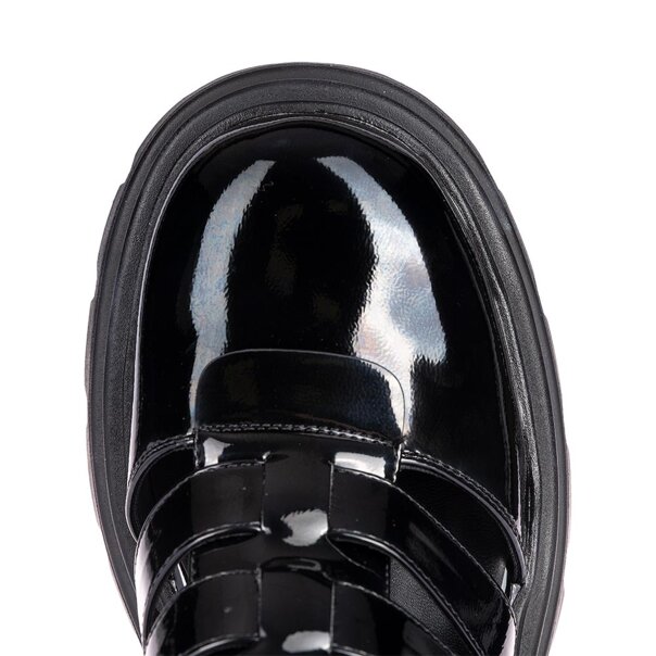 Bleeding Heart Patent Strap Sandals (Black) | Alternative Footwear