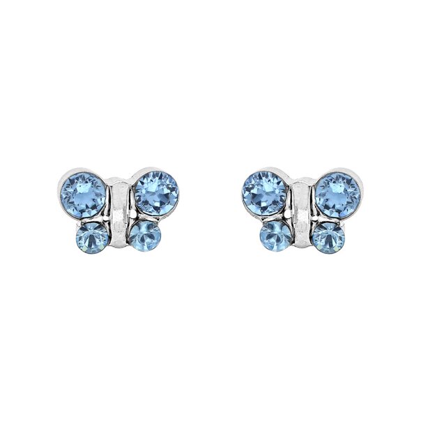 Studex Stainless Steel Aqua Butterfly March Earrings | Ear Piercing Studs