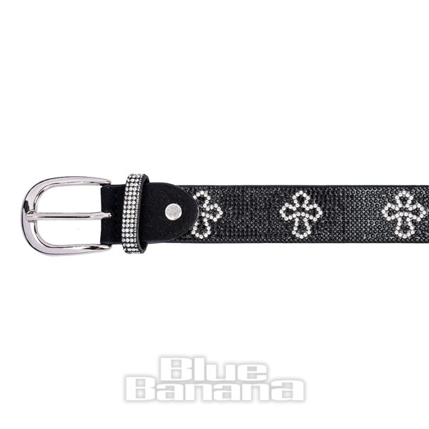 Blue Banana Crystal Crosses Belt (Black) | Blue Banana