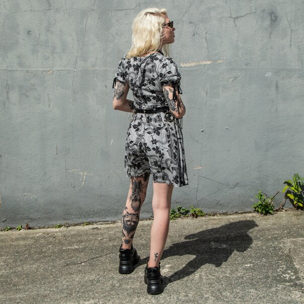 Killstar Venomous Rose Dress (Gray) | Alternative Fashion, Goth Clothing