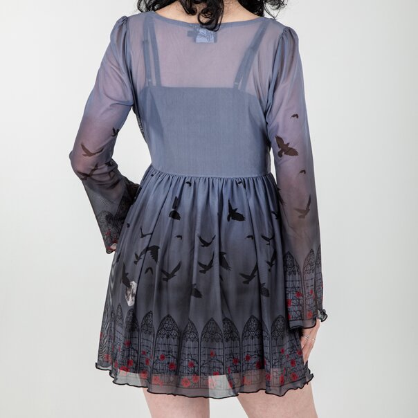 Hell Bunny Ecclesia Mini Dress (Grey) | Alternative Fashion, Goth Clothing