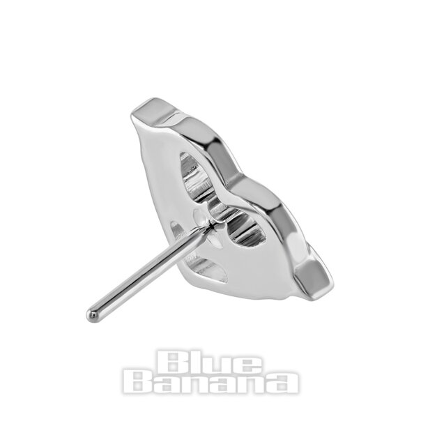 Blue Banana Polished Titanium Bat Heart  Threadless Top (Silver)| Body Piercing Jewellery