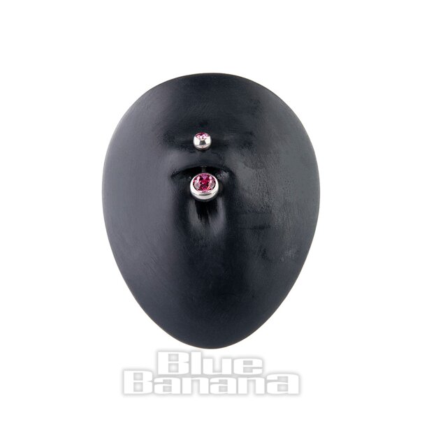Blue Banana Polished Titanium 1.6mm Rose Double Jewelled Navel Bar, Piercing Jewellery