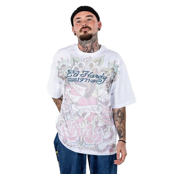 Ed Hardy True Love Tattoo T-Shirt (White) | Alternative Y2K Tops