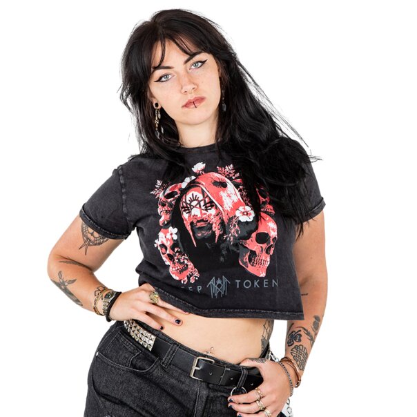 Sleep Token Skull Flowers Crop T-Shirt (Black)