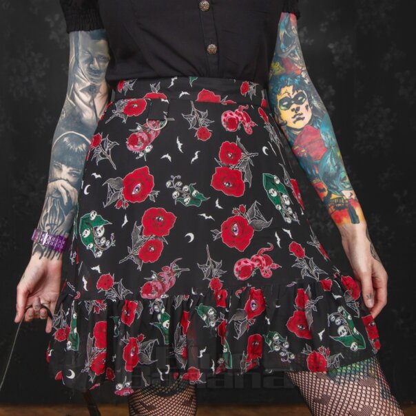 Hell Bunny Blooming Elle Skirt (Black) | Blue Banana