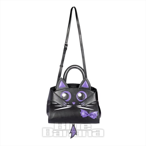 Banned Mystic Cat Alternative Handbag (Black/Purple) | Alternative Accessories