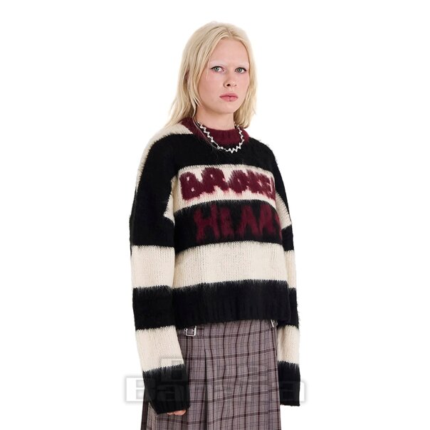 Der zerlumpte Priester – Tragischer Jumper (Schwarz/Weiß) | Blue Banana