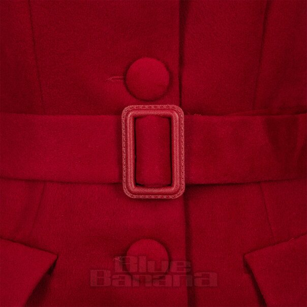 Blutendes Herz Roter Pelzkragenmantel | Vintage Mode
