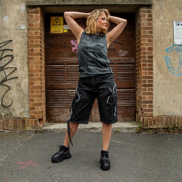 Poizen Industries Crux Noctis Shorts (Black) | Alternative Clothing