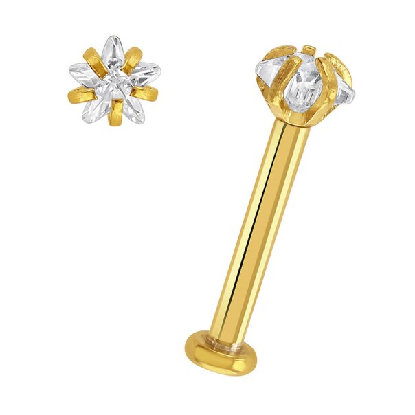 Plasma Gold 1.2 x 8mm Crystal Labret 3 Pack | Lip & Ear Jewellery