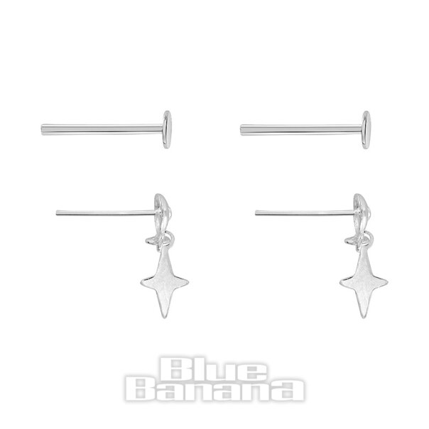 Blue Banana Langer Stern Aus Sterlingsilber Fadenlose Labrets (2Er-Pack) | Blue Banana