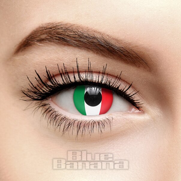 Grün/Weiß/Rote Kontaktlinsen mit italienischer Flagge (90 Tage) | Coloured Contacts