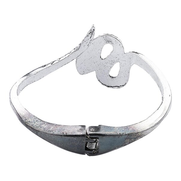 Armband aus Stahl mit Schlangenverschluss und blauer Bananenform (Silber) | Alternative Accessoires
