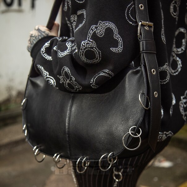 Banned Iron Halo Hobo Bag (Black) | Alternative Accessories | Alternative Handbags