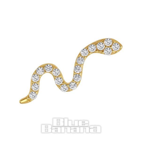 Blue Banana 14 Karat Gold Schlange Fadenloses Oberteil (Klar)| Body Piercing Jewellery