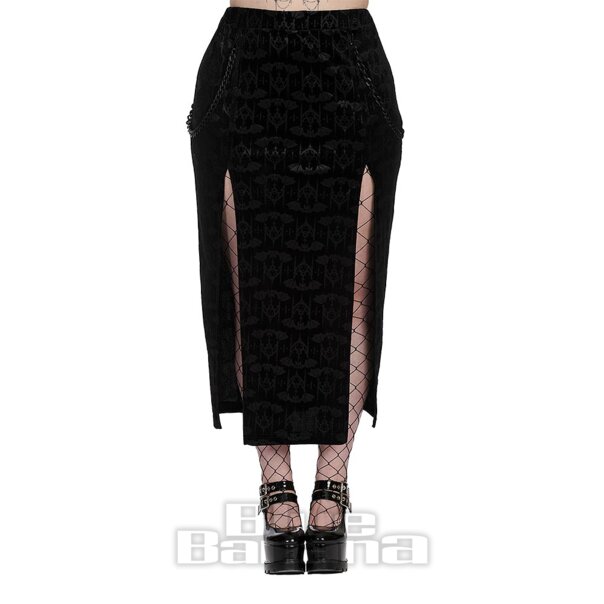 Banned Velvet Bat Stigmata Midi Skirt (Black) | Blue Banana