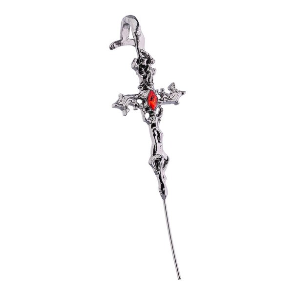 Blue Banana Cross Pin Ear Cuff (Silver) | Alternative Fashion, Goth Clothing