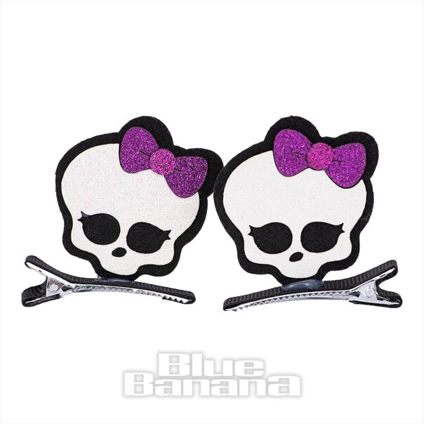 Blue Banana Skull Bow Hair Clip (White) | Blue Banana