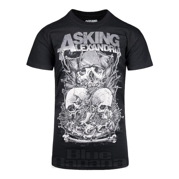 Asking Alexandria Skull Stack T Shirt (Black) | Blue Banana