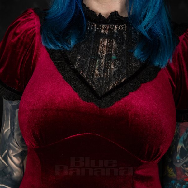 Hell Bunny Mourning Dress (Burgundy) | Blue Banana
