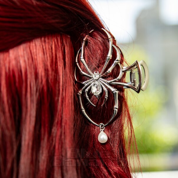 Spider & Pearl Hair Clip (Silver) | Blue Banana