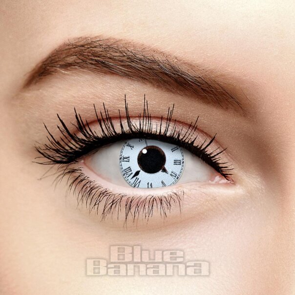 White Tick Tock Halloween Coloured Contact Lenses (1 Day) | Coloured Contacts