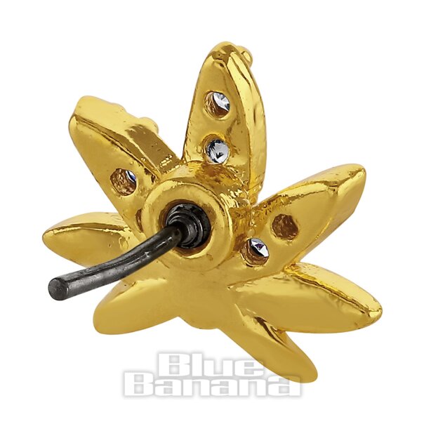 Blue Banana Poliertes Titan 1,2 X 8 Mm Blatt Fadenloses Labret (Gold) | Blue Banana