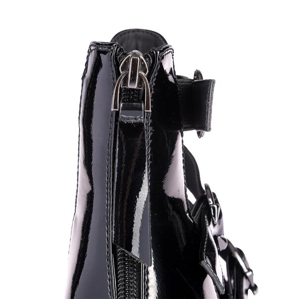 Bleeding Heart Patent Strap Sandals (Black) | Alternative Footwear