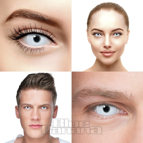 White Mini Sclera Zombie Effect Halloween Coloured Contact Lenses (30 Day) | Coloured Contacts