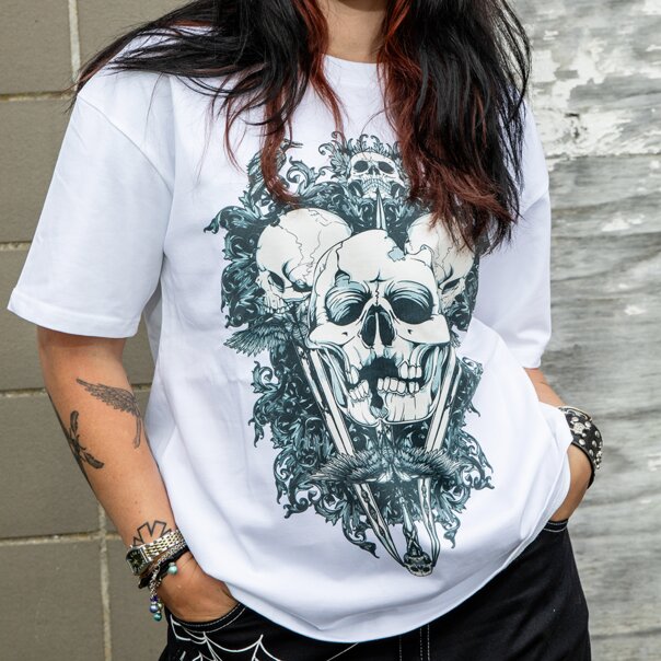Blue Banana Skeleton T-Shirt (White) | Printed T-Shirts