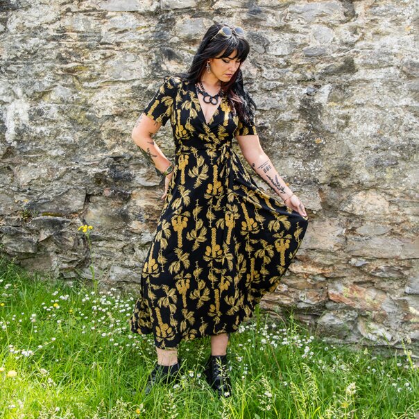 Banned Carol Golden Hour Wrap Dress (Black) | Alternative Fashion, Goth Clothing