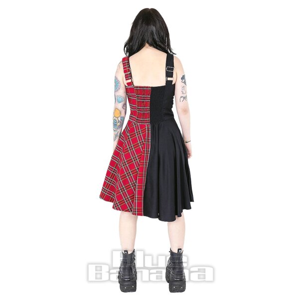 Robe Fendue De Heartless Dione Tartan (Noir / Rouge)