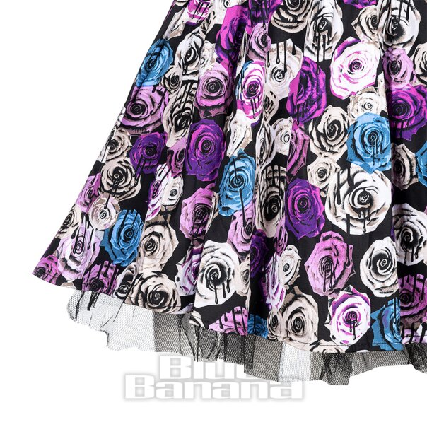 H&R London Pink Roses Dress (Multicolour) | Vintage Mini Dresses