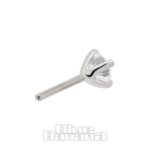 Blue Banana 14 Karat Weißgold Zirkonia 2 mm Gewindeloses Oberteil (Weißgold) | Blue Banana Piercing