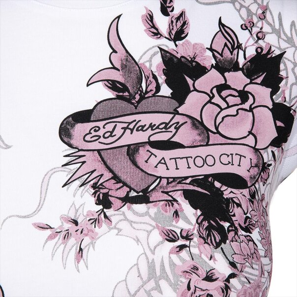 Ed Hardy Tattoo City T-Shirt (White) | Alt Y2K Fashion