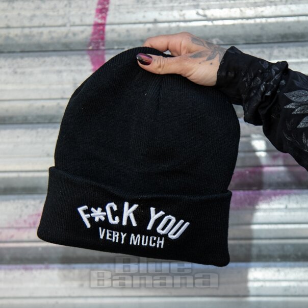 F*CK You Beanie Hat, Black Gothic Headwear | Blue Banana UK